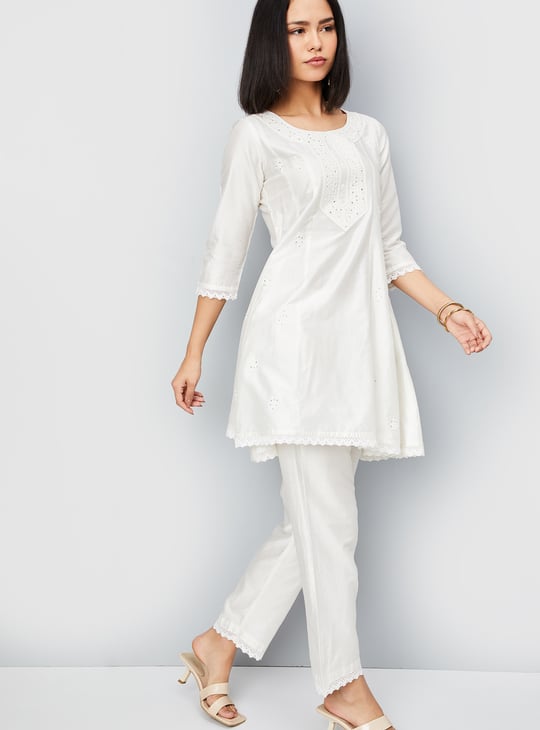 Kalki x Max Women Embroidered A-line Kurti Set