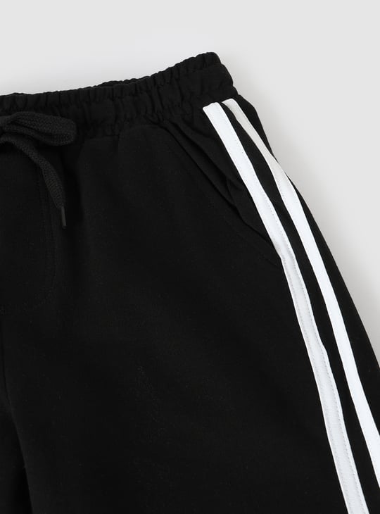 Boys Side Striped Knit Shorts Black Striped