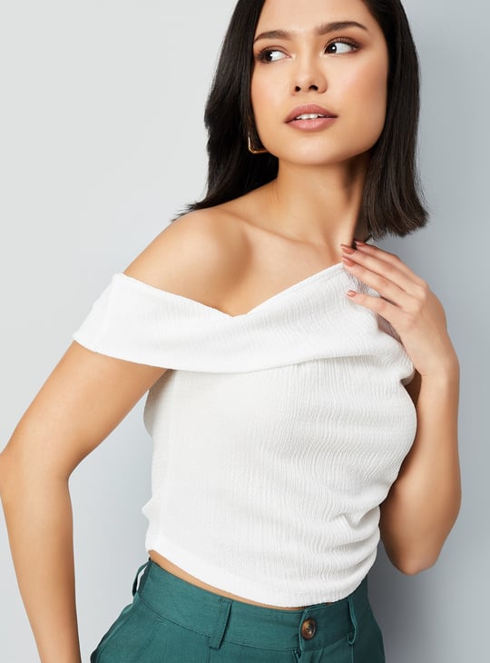 Women Textured One-shoulder Top