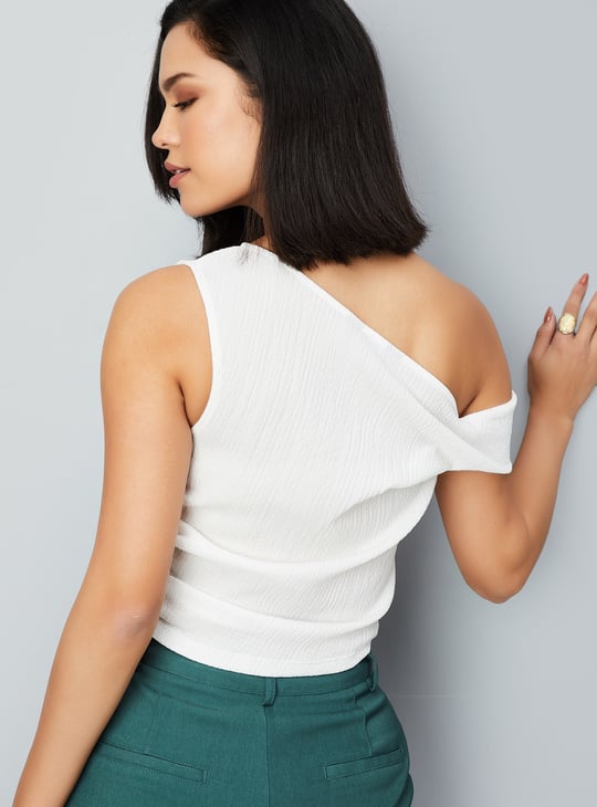 Women Textured One-shoulder Top