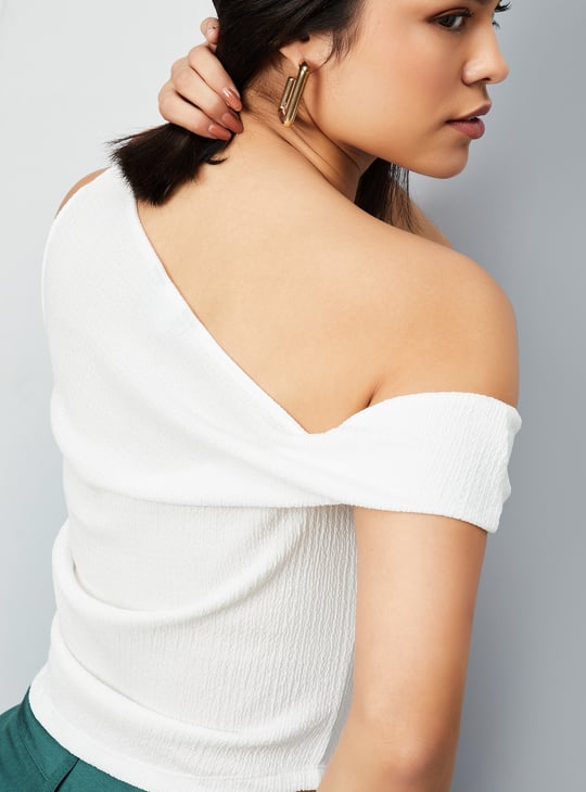 Women Textured One-shoulder Top