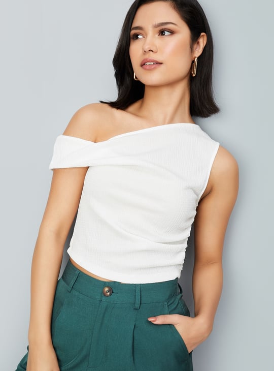Women Textured One-shoulder Top