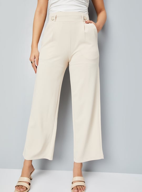 Women Solid Wide-Leg Trousers