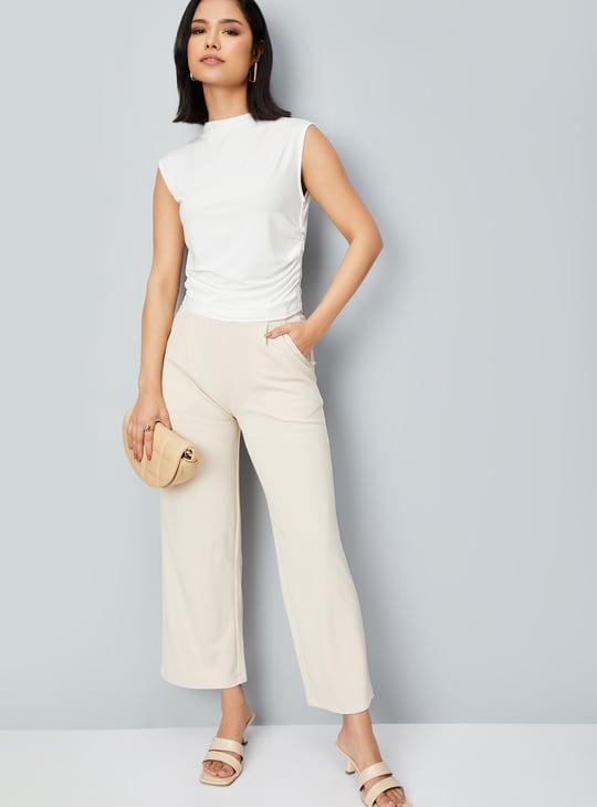 Women Solid Wide-Leg Trousers
