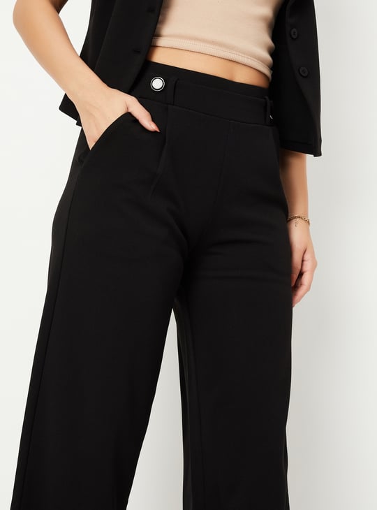 Women Solid Wide-Leg Trousers