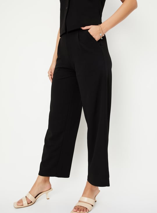 Women Solid Wide-Leg Trousers