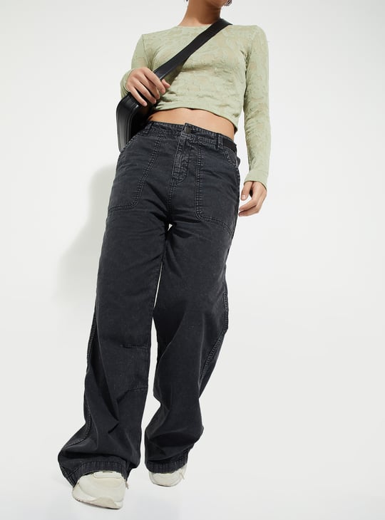 URB_N Women Washed Wide Leg Jeans