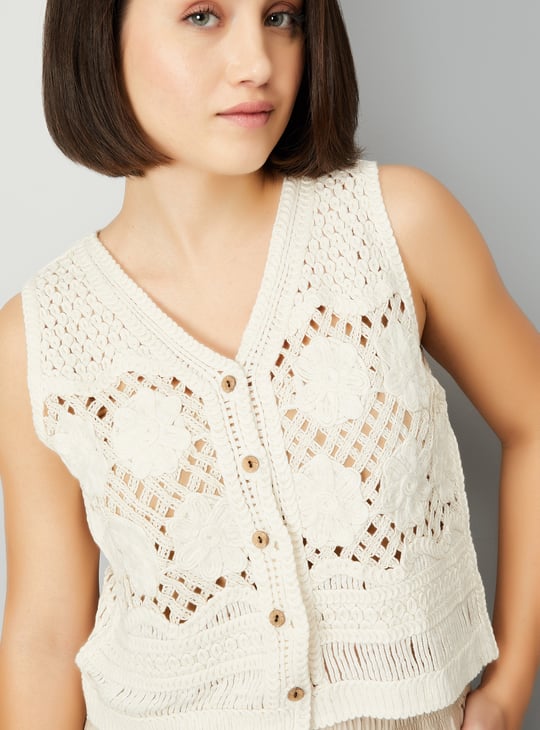 Women Crochet Knit Vest Top