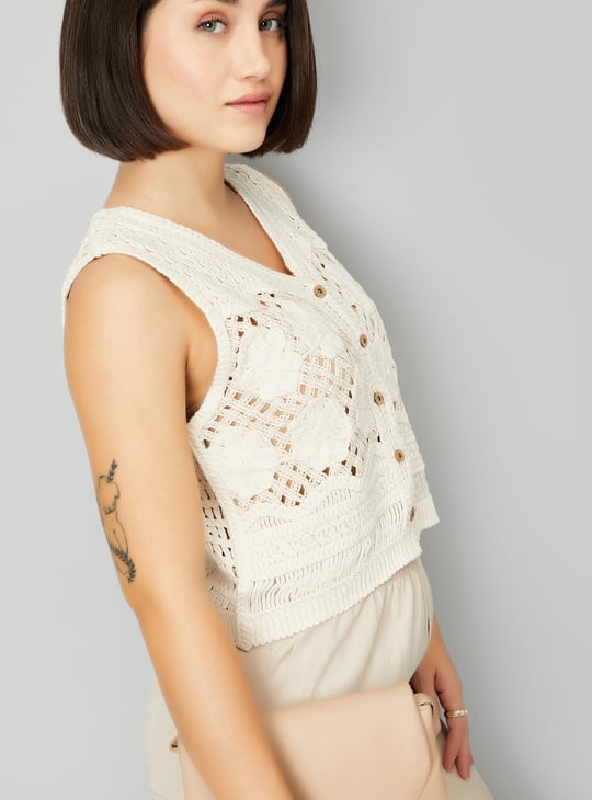 Women Crochet Knit Vest Top