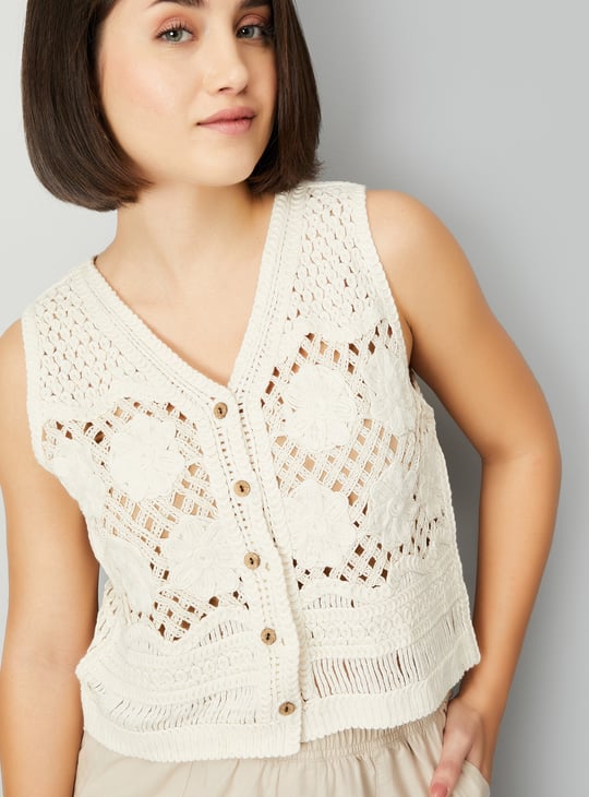 Women Crochet Knit Vest Top