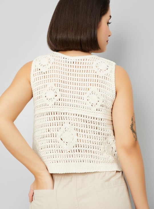 Women Crochet Knit Vest Top