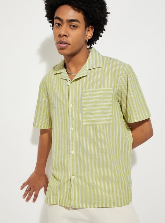 URB_N Men Striped Oversized Shirt