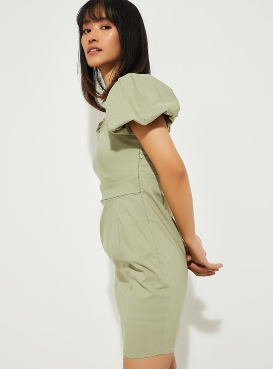 ALAYA F x URB N Women Solid Styled Back Shift Dress
