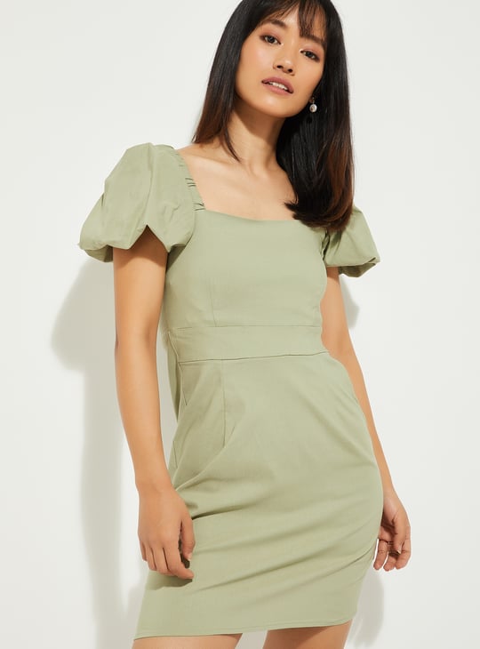 ALAYA F x URB N Women Solid Styled Back Shift Dress