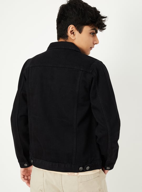 Boys Solid Denim Jacket