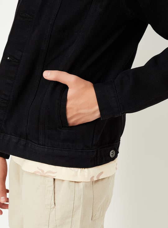 Boys Solid Denim Jacket