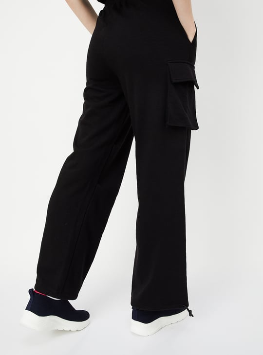 Women Solid Cargo Parachute Pants