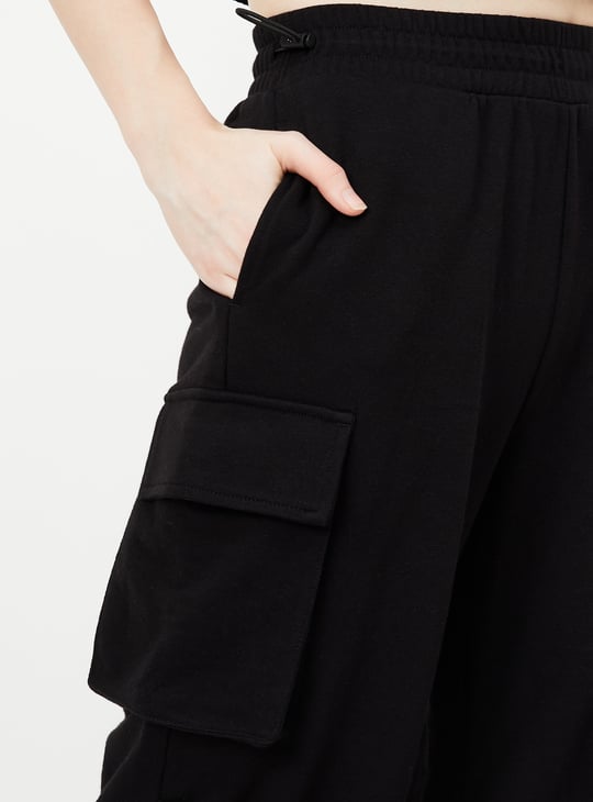 Women Solid Cargo Parachute Pants