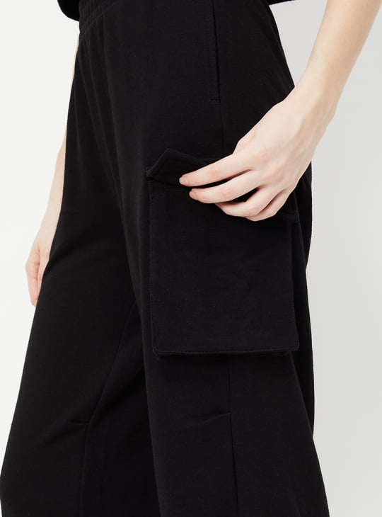 Women Solid Cargo Parachute Pants