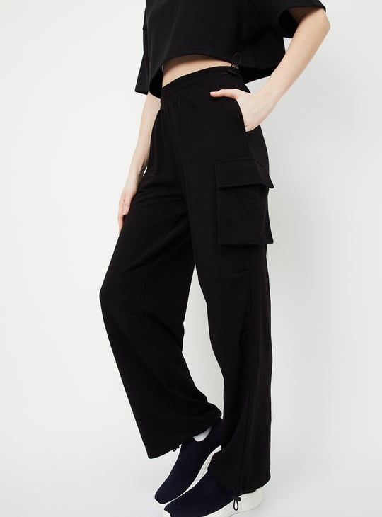 Women Solid Cargo Parachute Pants