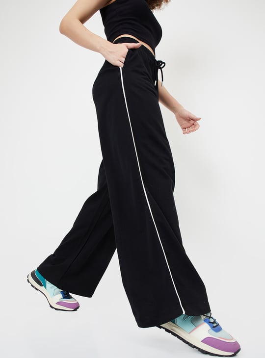 Women Side Striped Wide-Leg Track Pants