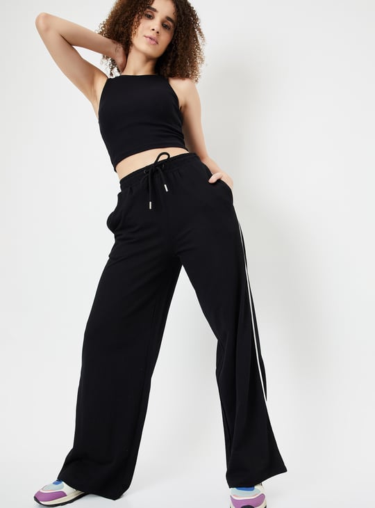Women Side Striped Wide-Leg Track Pants
