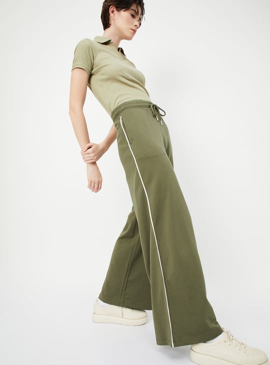 Women Side Striped Wide-Leg Track Pants