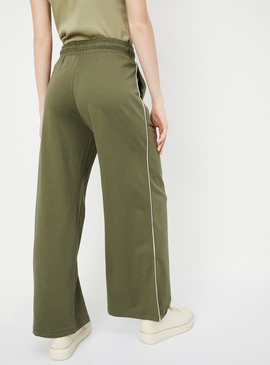 Women Side Striped Wide-Leg Track Pants