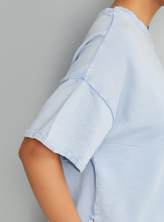 Women Acid Wash Athleisure T-shirt