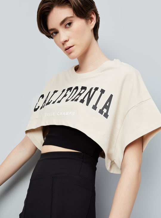 Women Athleisure Crop T-shirt with Camisole