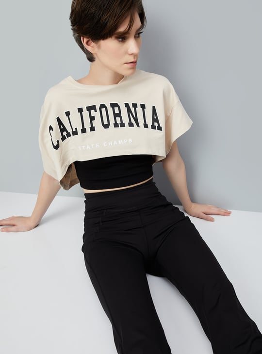 Women Athleisure Crop T-shirt with Camisole