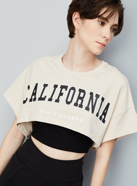 Women Athleisure Crop T-shirt with Camisole