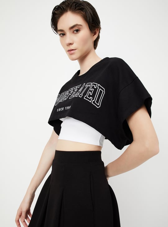 Women Athleisure Crop T-shirt with Camisole