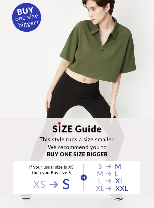 Women Textured Crop Polo T-shirt