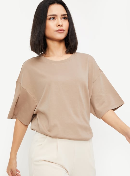 Women Solid Oversized Boxy T-shirt