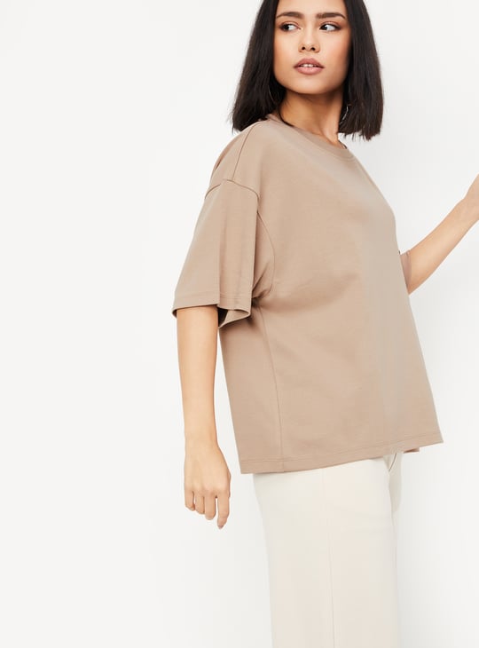 Women Solid Oversized Boxy T-shirt