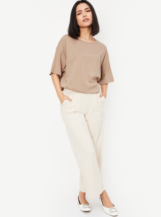 Women Solid Oversized Boxy T-shirt