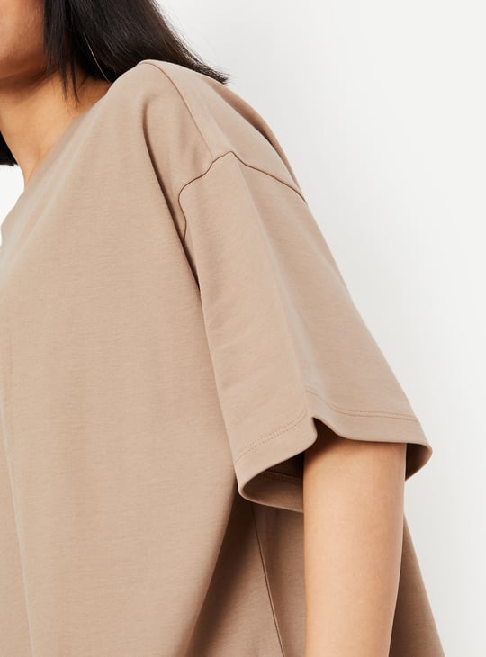 Women Solid Oversized Boxy T-shirt