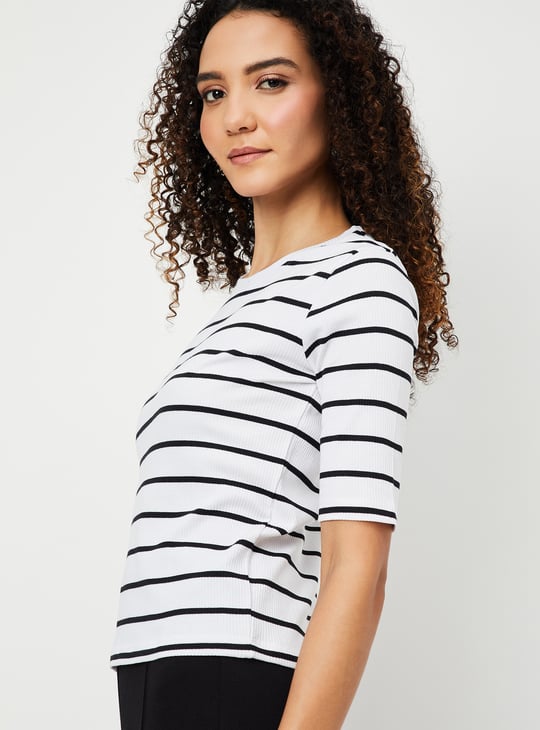 Women Striped Ribbed T-shirt