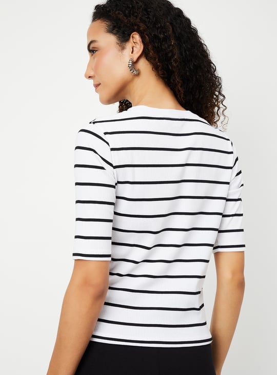 Women Striped Ribbed T-shirt