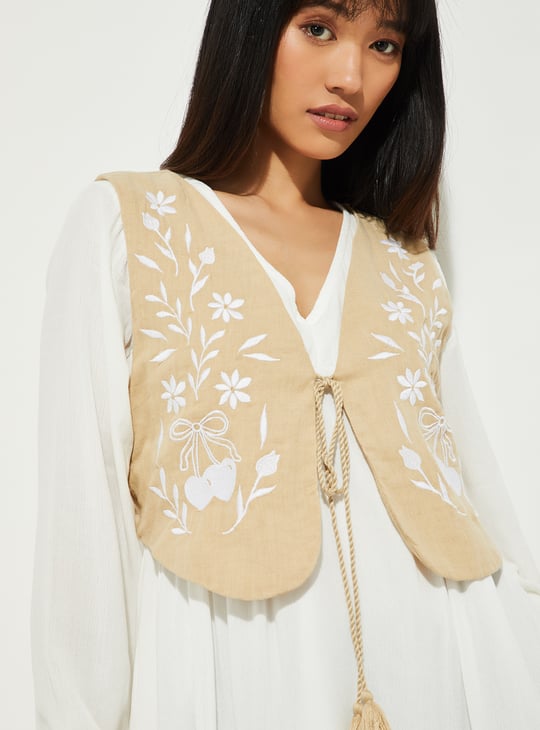 ALAYA F x URB_N Women Solid A-line Dress with Waistcoat