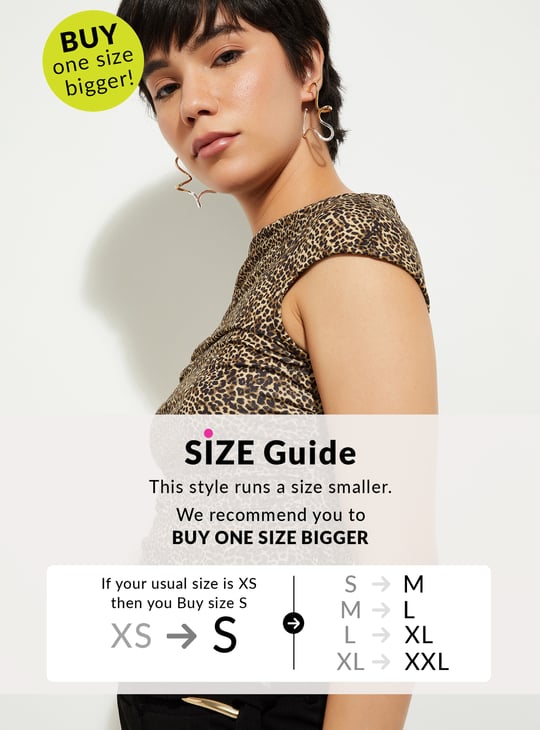 URB_N Women Leopard Print Handkerchief Hem Top