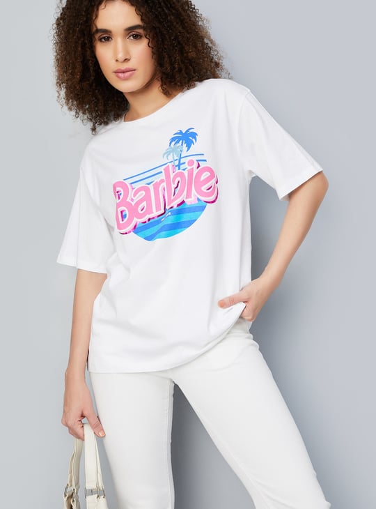 Women Boxy Fit Barbie Printed T-shirt