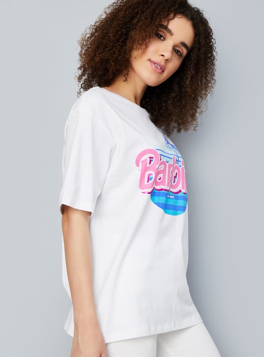 Women Boxy Fit Barbie Printed T-shirt
