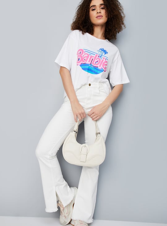 Women Boxy Fit Barbie Printed T-shirt