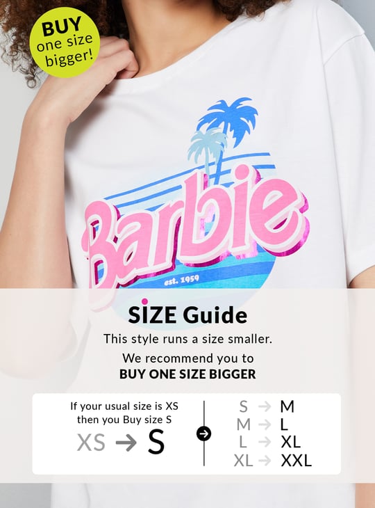 Women Boxy Fit Barbie Printed T-shirt