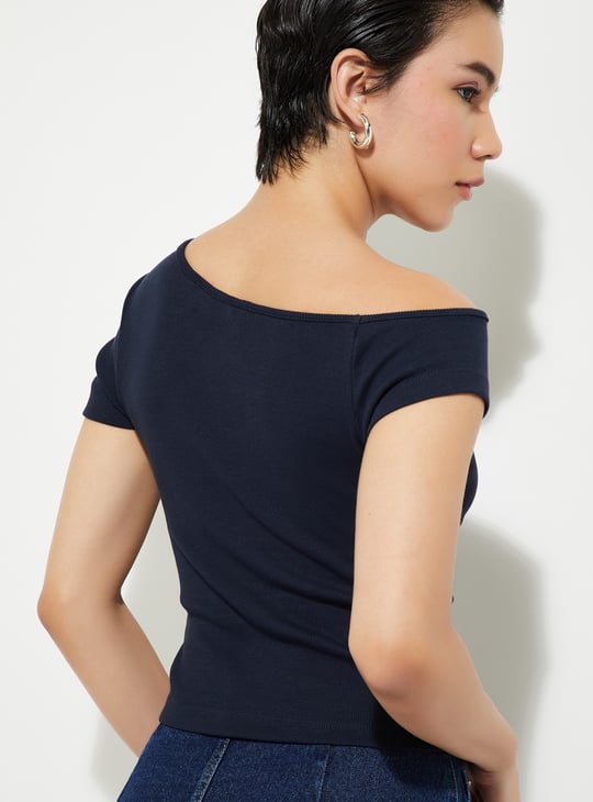 Women Solid One-shoulder Top