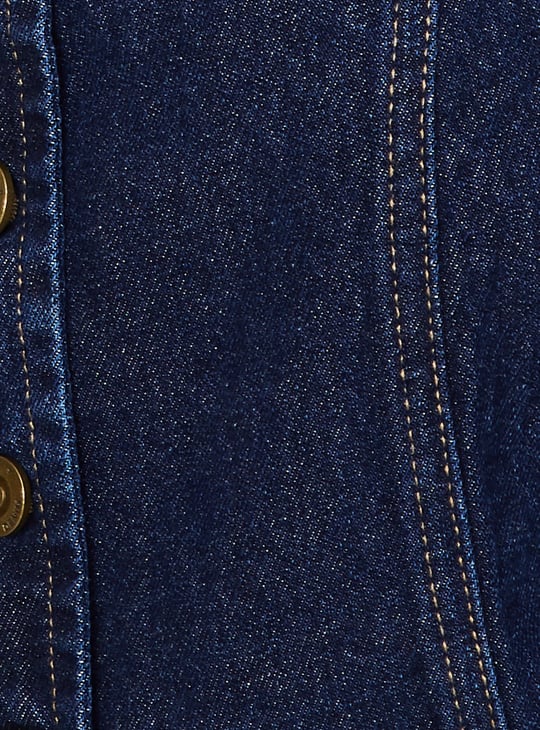 Women Denim Crop Top with Back Closure