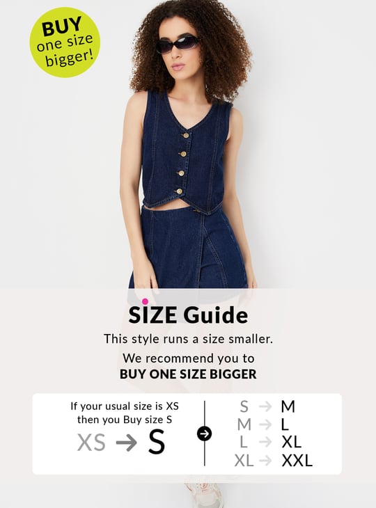 Women Denim Crop Top with Back Closure