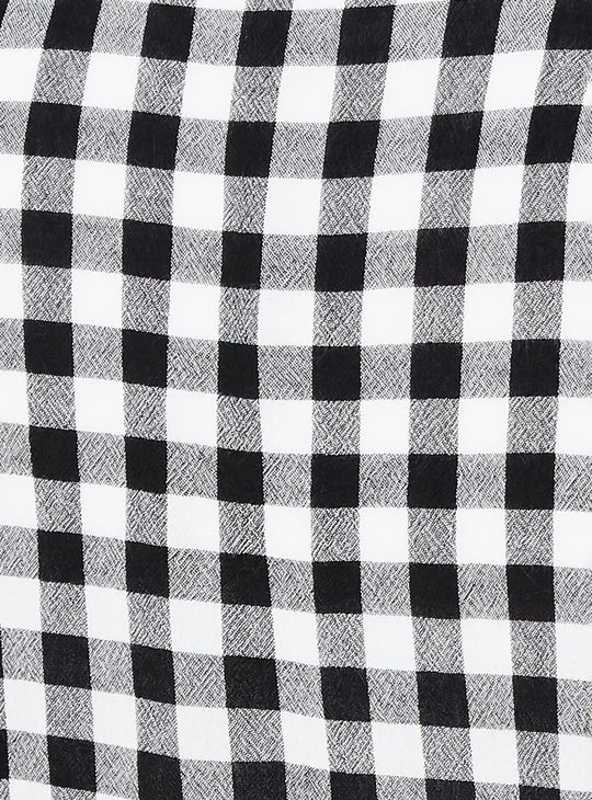 Women Checked Boxy Fit Crop Shirt
